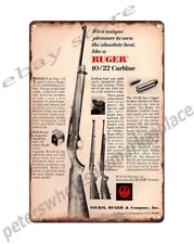 1968 Ruger Carbine Rifle hunting firearm metal tin sign bar decorations for sale