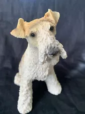 Wire Haired Fox Terrier Sitting Puppy Dog Figurine 5 3/4 " H x 4.5 " W Resin