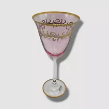 $70 Neiman Marcus Pink Blush Oro Bello Water Goblet Wine Glass