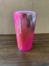 Starbucks Red And Pink Wave Ceramic Travel Coffee Cup 12oz