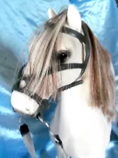 White Belgium Draft Horse with Saddle and Bridle 20"