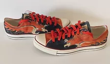 Converse "Chuck Taylor All Stars" Low Top Mens Size 12 Hand Painted Firebird Art