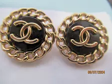 CHANEL 2 BUTTONS  23 MM, BLACK, GOLD tone, metal  THIS IS FOR 2