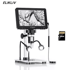 Elikliv 7" IPS Digital Microscope 1200X 12MP Full Coin Magnifier EDM9 Used