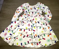 girls 3/4T CHRISTMAS LIGHTS DRESS white CHARLIES KIDS long sleeve full bottom