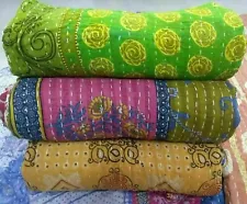 Wholesale vintage indian handmade old saree patchwork kantha quilt ralli gudari