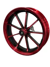 Mini Bike Front Wheel. 12 Inch 2.75 Wide. For 12mm Axles. Red/Black 9 Spoke.