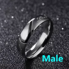 1Pcs New Men's Couple Lovers Ring Half Heart Puzzle Party Jewelry Ring Size 9