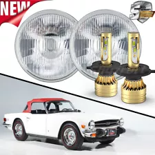 For Triumph TR6 1969-1976 Round Projector 7" LED Headlights 6000k Hi/Lo Lamp