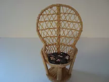 Dollhouse Miniatures Rattan Wicker high back chair