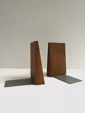 Pair of Midcentury Modern Style Teak Wood Wooden Bookends Nice!!