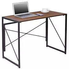 39" Folding Computer Desk Writing Study Desk Laptop Table for Home Office Brown