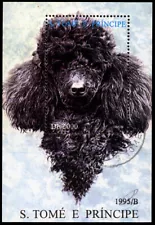 POODLE BLACK FRENCH Dog Postage Stamp Mini Sheet - St. Thomas & Prince Is. 1995