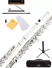 Mendini By Cecilio Closed Hole C Flute For Beginners, 16-Key Flute, Nickel--