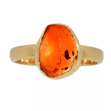 18K Gold Vermeil Natural Mexican Opal Rough Ring Jewelry s.8 CR45440