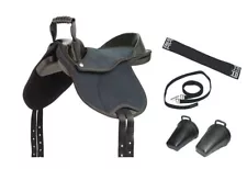 Pony Mini Pad Saddle Mounted 10" Complete With Stirrup Straps/Clogs/Girth Black