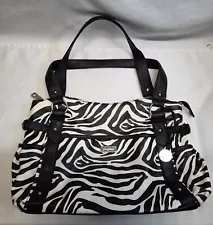 Large Zebra Print Grace Adele purse pockets tote bag designer