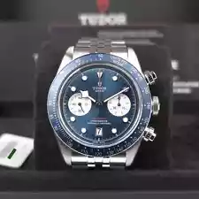 Fully-Stickered Brand New Tudor Black Bay Chrono Blue — Complete Set