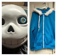 Undertale Sans Cosplay Anime Mask & Blue Hoodie Size S