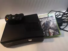 Microsoft Xbox 360 S 250GB Black Console With Power Supply/Controller/watch dogs