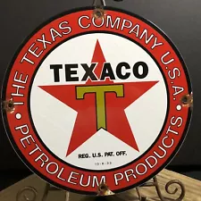 New ListingVINTAGE 1933 DATED TEXACO GASOLINE PORCELAIN SIGN GAS STATION PUMP MOTOR OIL