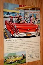 ★1959 FORD CUSTOM 300 / RANCH WAGON ORIGINAL LARGE ADVERTISEMENT PRINT AD 59 (For: 1959 Ford Ranch Wagon)