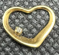 14k Gold/Platinum Heart-shaped 1/2" Charm for a necklace w/diamond chip