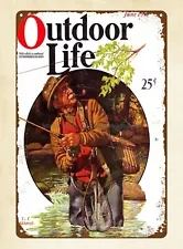 art prints for sale Outdoor life magazine 1931 fishing stream metal tin sign