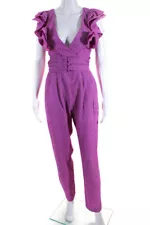 Retrofete Womens Shelley Textured Lace Up Jumpsuit Fuschia Pink Size Extra Small