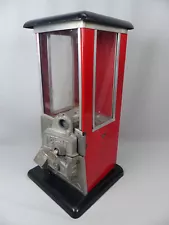 The Master Antique One Cent Gumball Machine 1923 Patent Red & Black Works No Key