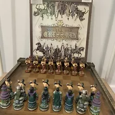 Chessman Samurai Warrior Oriental Chess Set W/ 17" Castle FORTRESS Board VTG ‘03