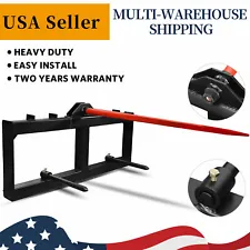 Hay Bale Spear Skid Steer Tractor Loader Quick Tach Attachment Moving Hay Bale