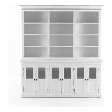 Hutch Unit with 6 Glass Doors Solid Wood Halifax in White