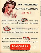 1944 Print Ad of Post War Kalamazoo Stoves & Furnaces New Standards