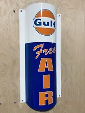 GULF Free Air Curved Metal Gasoline Gas sign Pump Oil Gasoline WOW!!!