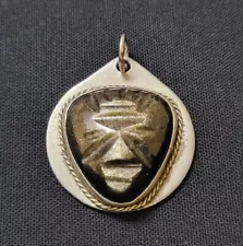 Vintage Mid-Century Taxco Apache Tear Drop Pendant