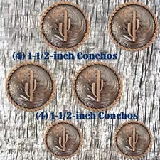 Southwest Round Rope Edge Saguaro Cactus Concho Saddle Set CON302-B-ACPR-SD-SET