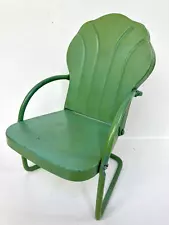 7.5" Green Painted Shell-Back Metal Outdoor Patio Chair for Dolls / Teddy Bears