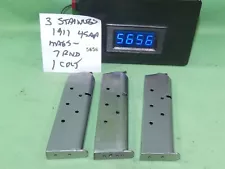 #5656 3 Stainless 1911 45 ACP magazines 1 is a Colt