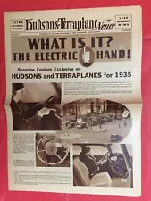 1935 "HUDSON & TERRAPLANE NEWS" "THE ELECTRIC HAND" Car Dealer Sales Brochure