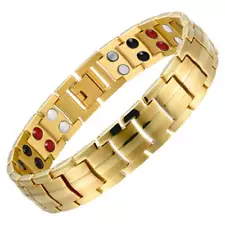 Gold Magnetic Bracelet for men women 4 Elements Energy Arthritis Pain relief