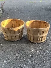 Bushel Baskets - 2 Vintage With Wire Handles . 9/12” Deep X 14 1/2” Wide