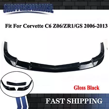 For Corvette 06-2013 C6 Z06 ZR1 GS Front Bumper Lip Spoiler Splitter Gloss Black