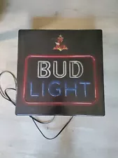 Vintage Bud Light 801-012 Neon Light-Up Bar Wall Sign Chain Pull KCS Industries