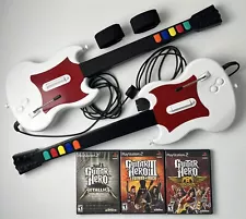 PS2 Guitar Hero 3 Dual Guitar Bundle w/ 3 Games Metallica Legends of Rock Lot