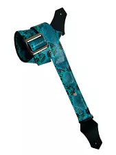 Get'm Get'm Turquoise Python MADE IN USA Snake Skin Extra Long 65" Guitar Strap