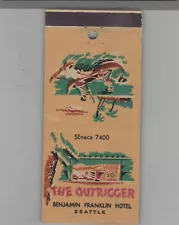 Matchbook Cover Stripped Feature The Outrigger Benjamin Franklin Hotel Seattle W