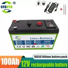 12v Battery 100ah Pack Rechargeable for Solar energy electric vehicle 12.6v3A ch