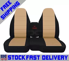 Designcovers Fits 1998-2003 Ford Ranger 60-40 Hi Back Seats Black Tan Cotton