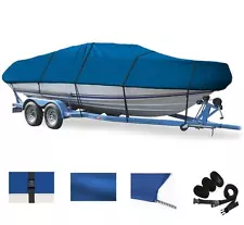 BLUE BOAT COVER FOR CHRIS CRAFT 21 SCORPION CUDDY W/ BOW RAIL THRU-1988